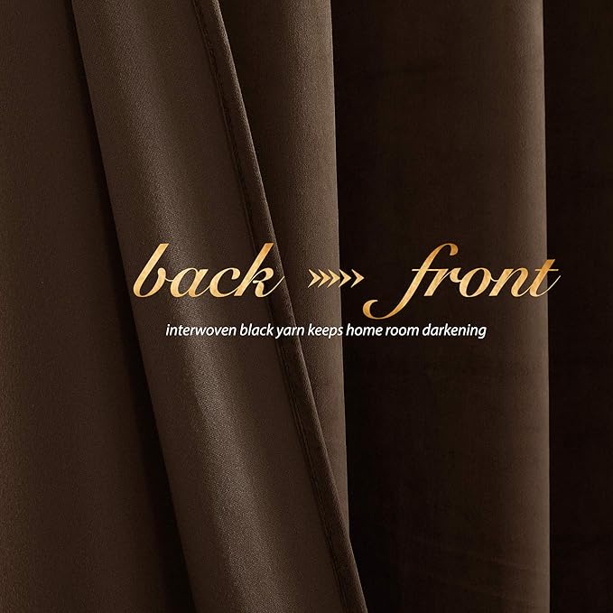 NICETOWN Brown Velvet Curtains, Thermal Insulated Sound Reducing Heavy Matt - Image 3