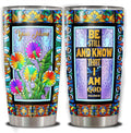 WAZONE Personalized Christian Faith Tumbler Be Still And Know That I Am God Dandelion Stainless Steel Insulated Cup 20oz 30oz Gifts For Women Taraxacum Flower Print Travel Mug