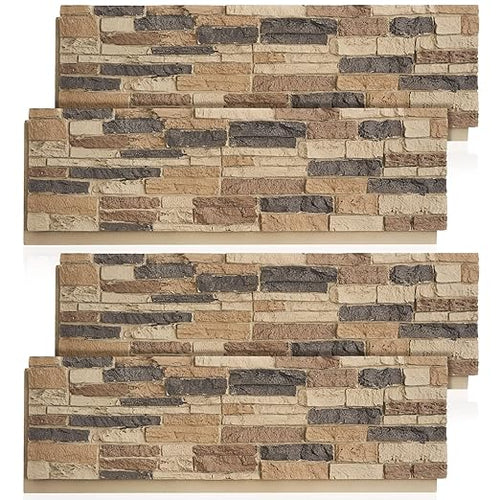 4 Pack Faux Stone Panels Interior 45.6''l x 11.8''h x 0.98''d Faux Siding by Unknown