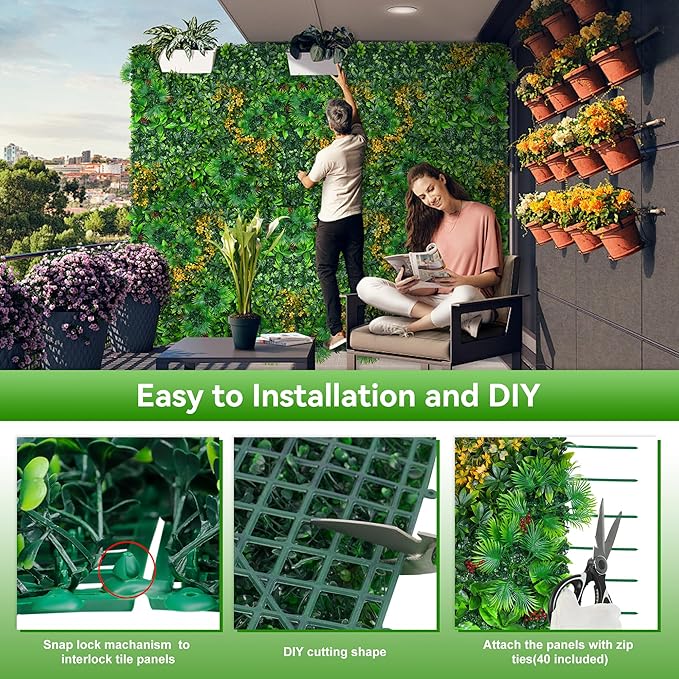 Grass Wall Panels, UV-Anti Faux Greenery Plant Boxwood Panels - Image 5