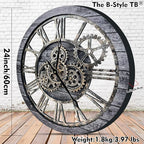 The B-Style Large Wall Clock 24 inch Moving Gear Wall Clock Oversized Vintage - Image 2