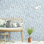 Safiyya 787"x17.3" Blue Peel and Stick Wallpaper Boho Contact Paper Modern - Image 3