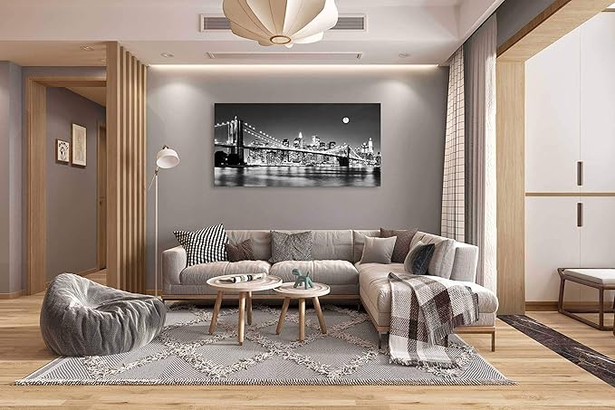 Baisuart-Q30350 Brooklyn Bridge Night View 1 Panels Landscape Artwork Canvas - Image 6