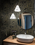 Erfoni 197"x17.7" Black and Gold Wallpaper Vintage Self Adhesive Peel and Stick - Image 5