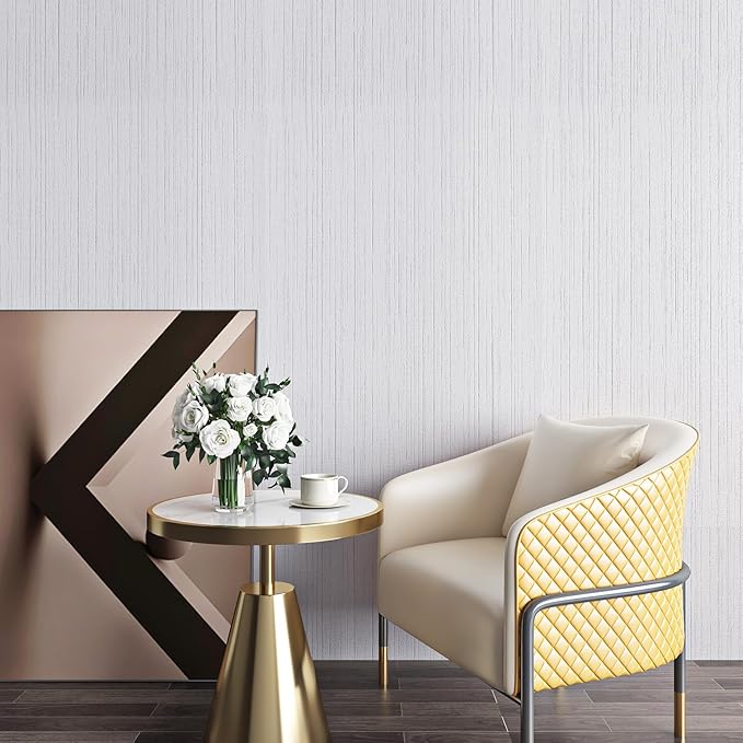 Livelynine 15.8x197 Peel and Stick Grasscloth Wallpaper White Textured Wall - Image 4
