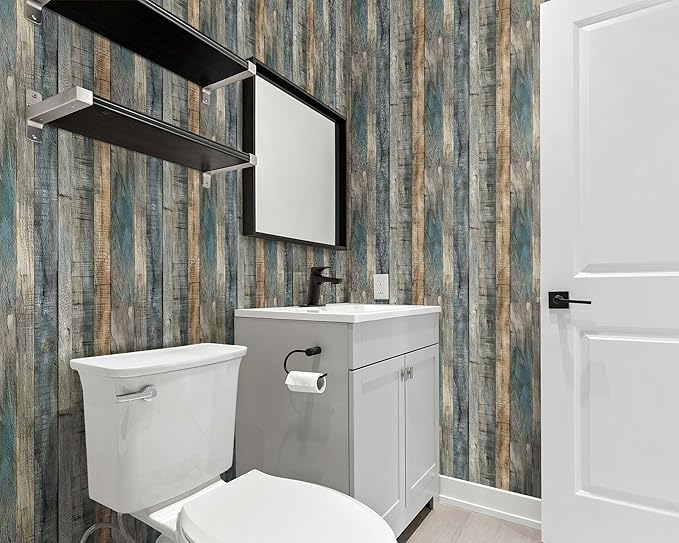 FLFK Peel and Stick Wallpaper Vintage Grey Wood Contact Paper - Image 4