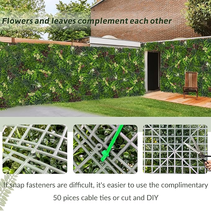 Artificial Ivy Boxwood Roll: 6FTx12FT UV Resistant Green Leaves Faux - Image 4