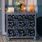 FLFK Black Floral Wallpaper Peel and Stick Dark Blue Flower Wallpaper 16" x - Image 4