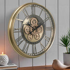 CLXEAST 28 Inch Gold Moving Gear Wall Clock - Image 2
