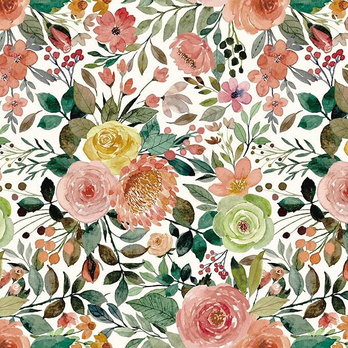 JiffDiff Floral Wallpaper Peel and Stick Pink Floral Wall Mural Removable Peony by wallpaper