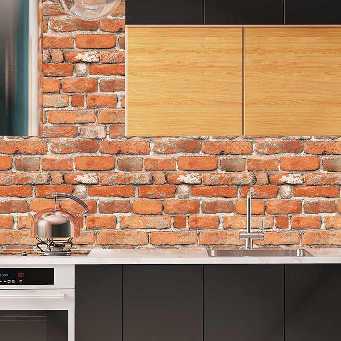 Faux Brick Peel and Stick Wallpaper 17.7" x 118" Contact Paper - Image 4