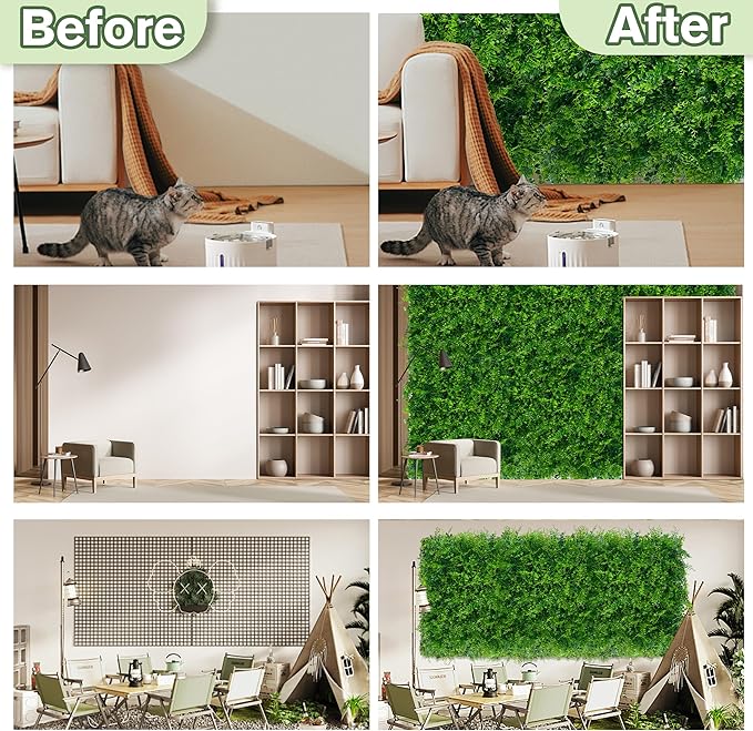 Greenery Faux Grass Wall Backdrop 40"x120"（33.5 SQFT） UV-Anti Artificial Green - Image 5