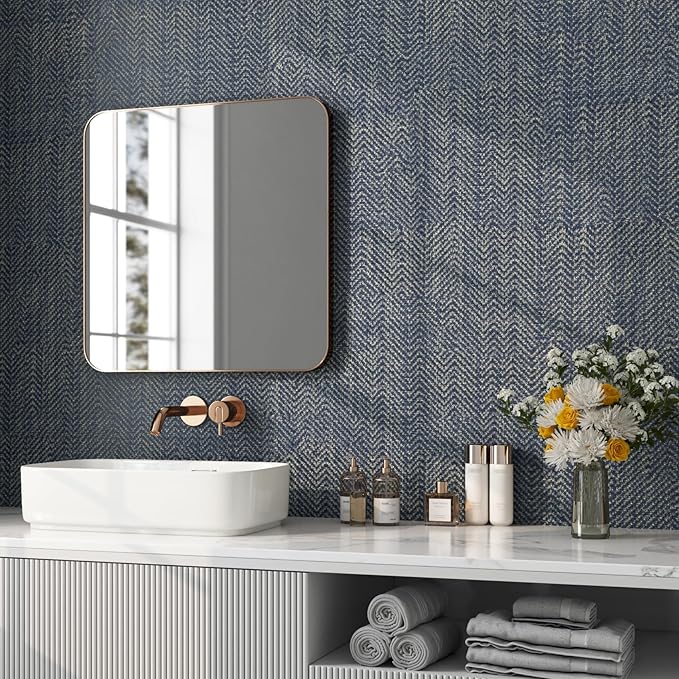 FunStick 24"x394" Removable Gold Dark Blue Textured Wallpaper Peel and Stick - Image 2
