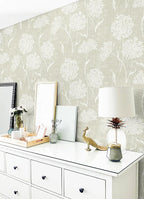 Safiyya Peel and Stick Wallpaper Faux Grasscloth Floral Contact Paper Beige - Image 2