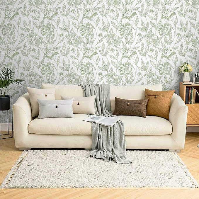 Timeet Peel and Stick Wallpaper Green Floral Wall Paper - Image 6