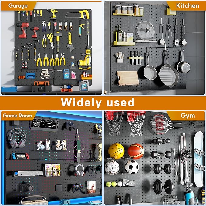 Peg Board, Total 32” x 32”, 4 Pack Black Peg Board Panels, 50lbs Load Capacity - Image 6