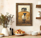 Vintage Gold Framed Wall Art Retro Country Sheep Oil Painting Canvas Prints - Image 8