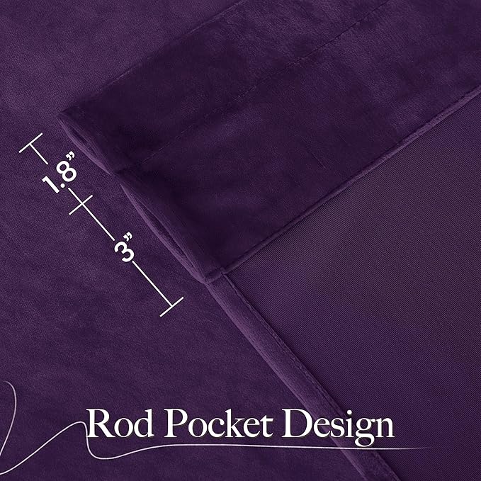 NICETOWN Purple Velvet Curtains 90 inches Long 2 Panels Set, Thermal Insulated - Image 7