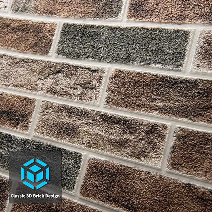 Art3d 10-Pack 52.5 Sq.Ft Faux Brick 3D Wall Panels Peel and Stick in Gray Brown - Image 9