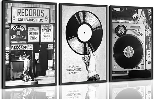 3Pcs Retro Music Poster Wall Art Fashion Black And White Photography Preppy by Yanertds