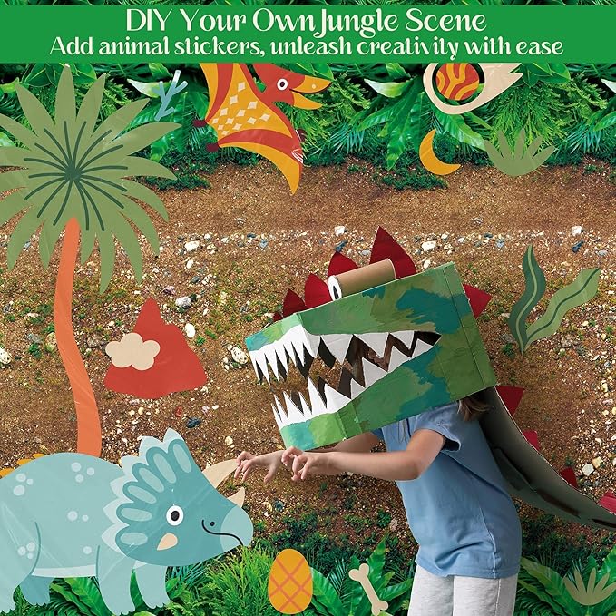 Kochorie 100 Ft x 54 Inch Forest Path Plastic Tablecloth Roll Safari Dinosaur - Image 4