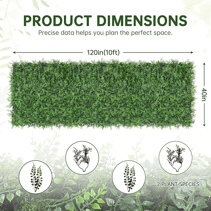 Artificial Green Wall Panels: 40"x120" Boxwood Hedge Green Wall Decor Backdrop - Image 2