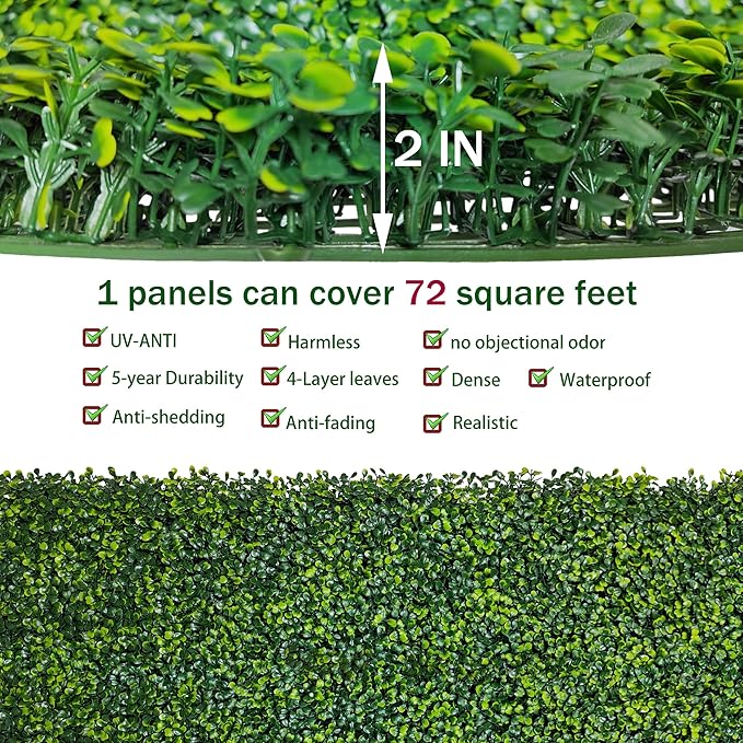 ODTORY Artificial Boxwood Roll Panels: 6FT X 12FT UV-Anti Artificial Ivy - Image 3