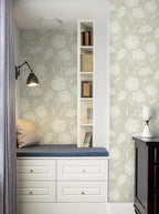 Safiyya Peel and Stick Wallpaper Floral Contact Paper Beige Grasscloth Wall - Image 2