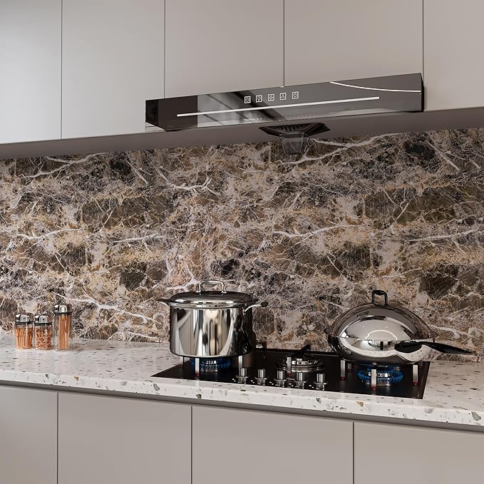 BAYYA Brown Marble Contact Paper Peel and Stick Wallpaper - Image 2