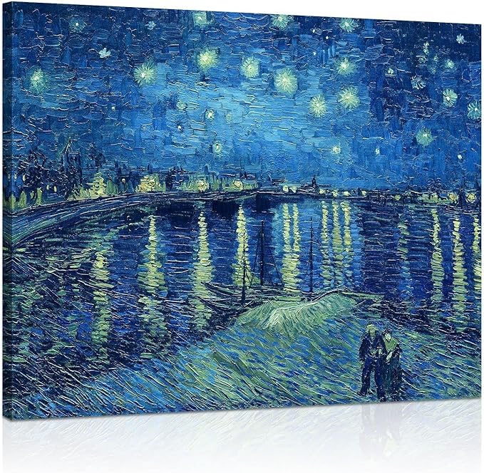 1 KINGO Van Gogh Canvas Wall Art: Starry Night over the Rhône Oil Painting - Image 2