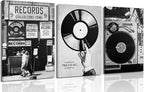 Vintage Music Canvas Wall Art Fashion Black And White Photography Preppy Vinyl by Yanertds