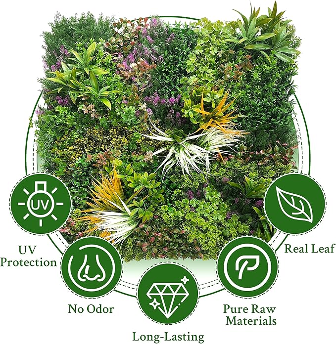ODTORY Artificial Greenery Grass Wall Panels: 20''x 20'' 12P UV-Anti Faux Ivy - Image 4