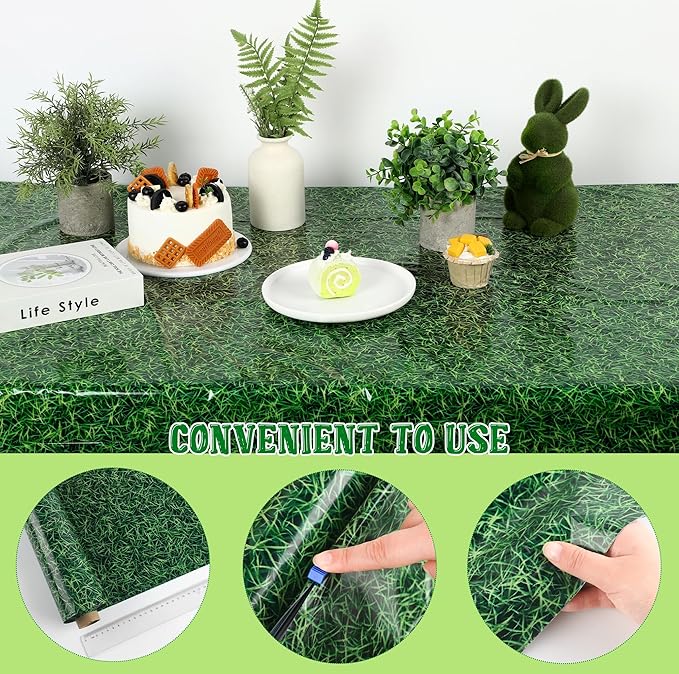 Kochorie 54 Inch x 100 Ft Grass Plastic Table Cloth Roll Disposable Waterproof - Image 4