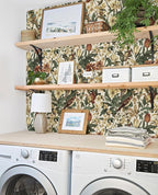 Erfoni 17.3" x197" Beige Retro Floral and Bird Contact Paper Vintage Peel and - Image 7