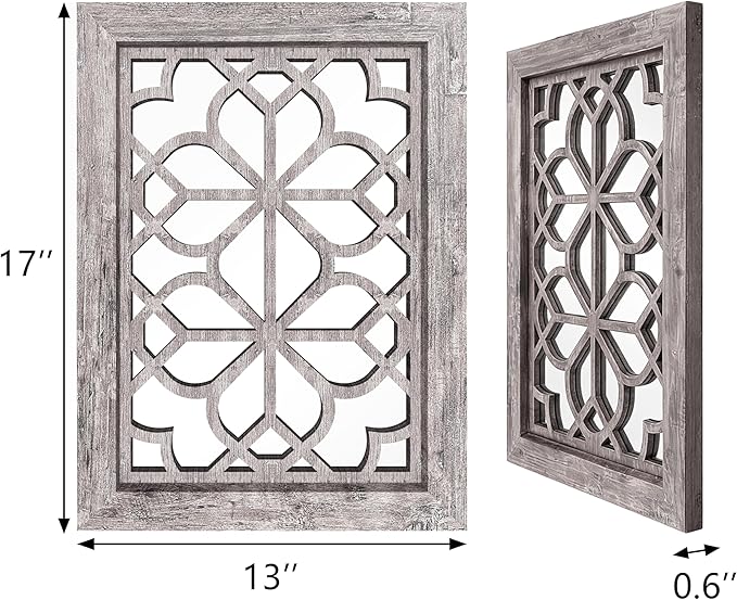 Set of 2 13x17 Inch Rectangular Shatterproof Decorative Wall Mirrors, Boho - Image 2