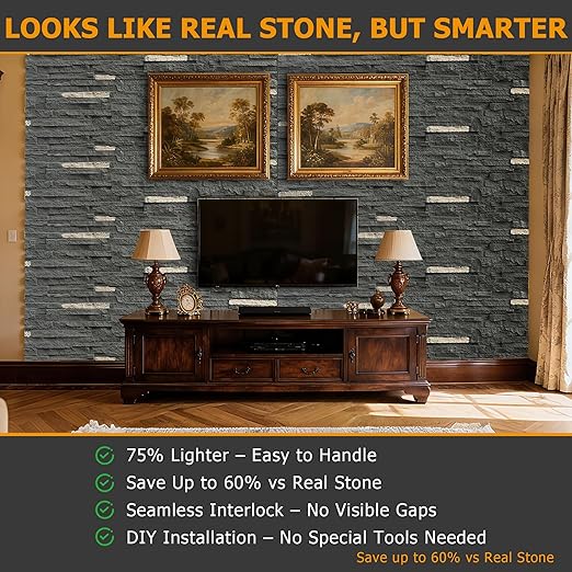 ROOMTEC 6-Packs Faux Stone Wall Covering Panels - Image 4