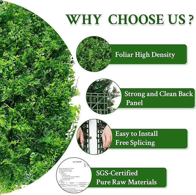 ODTORY Artificial Plants Hedge Wall Panels：68x120 Inch UV-Anti Greenery Boxwood - Image 5