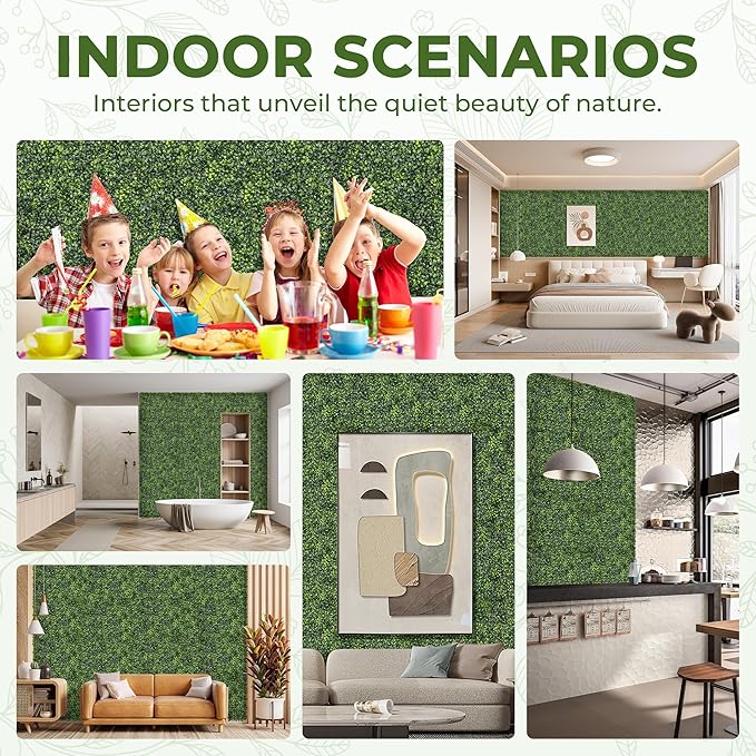 Artificial Grass Wall Panel Screen: 20"x20" 6P UV-Anti Faux Boxwood Panels - Image 5