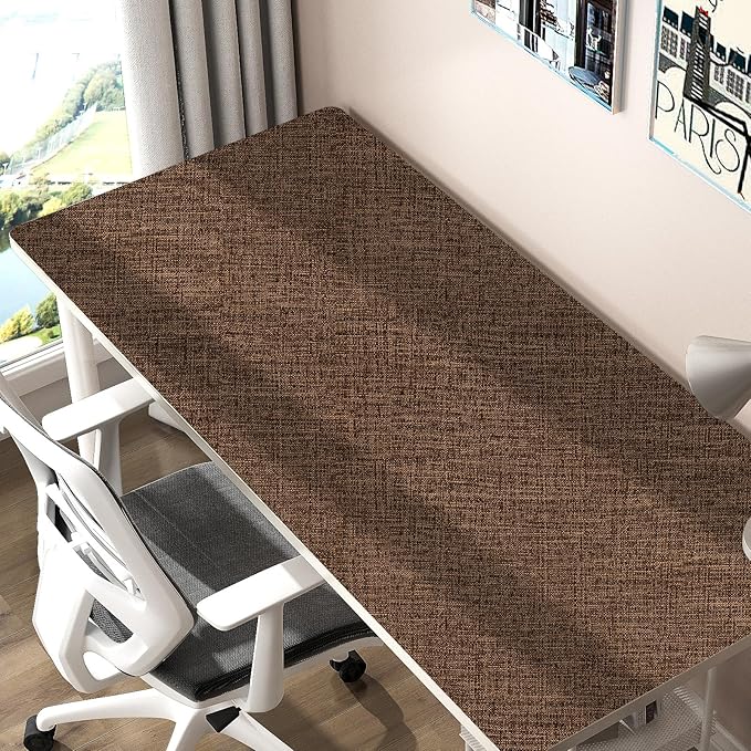 Brown Grasscloth Peel and Stick Wallpaper 17.3"x480" Faux Linen Textured - Image 9