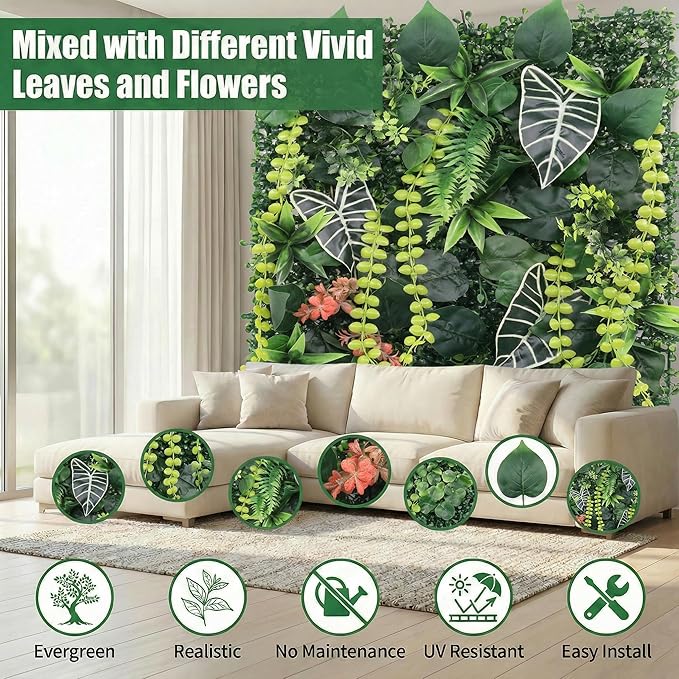 6 Pack 20"x20"Grass Wall Panels-Artificial Boxwood Panels - Image 3