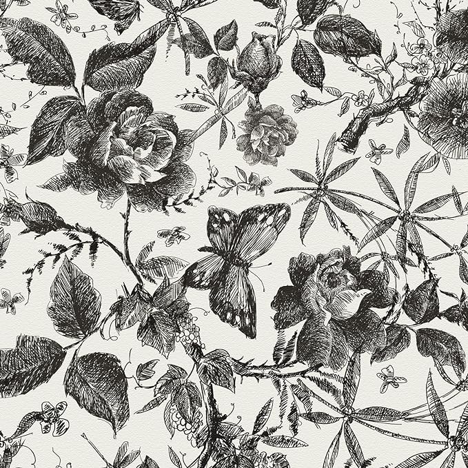 JiffDiff Floral Vintage Wallpaper Peel and Stick，Rose Wallpaper Removable Vinyl by wallpaper