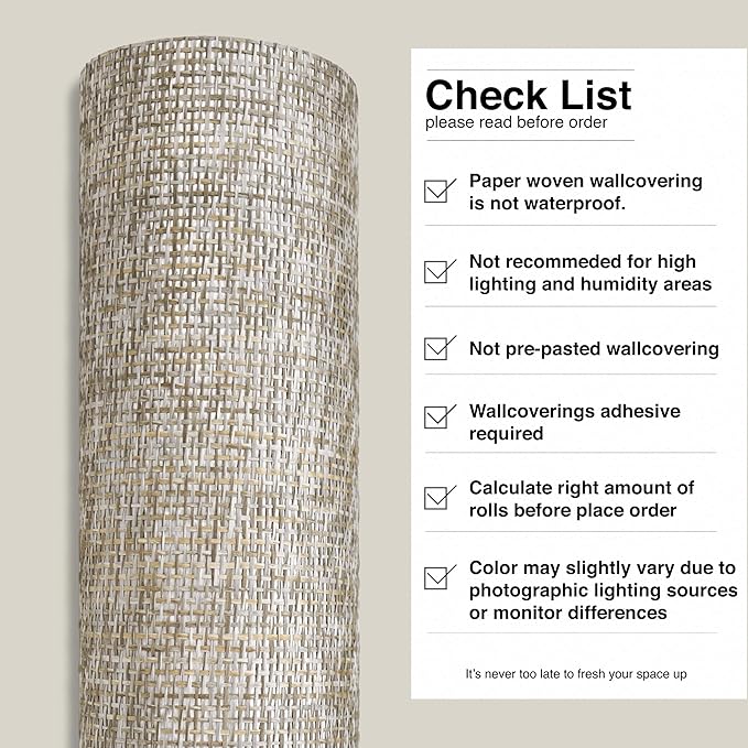 Ansehan Wallcovering W030101 Envy Collection 36" W x 8 Yard L, Natural Paper - Image 8
