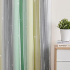 XiDi Curtains for Bedroom Decor, Rainbow GreenYellowGrey34/90/1 - Image 3