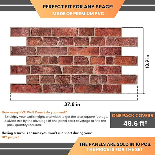 3D Faux Brick Wall Panels 37.8’’ x 18.9’’ - Image 2
