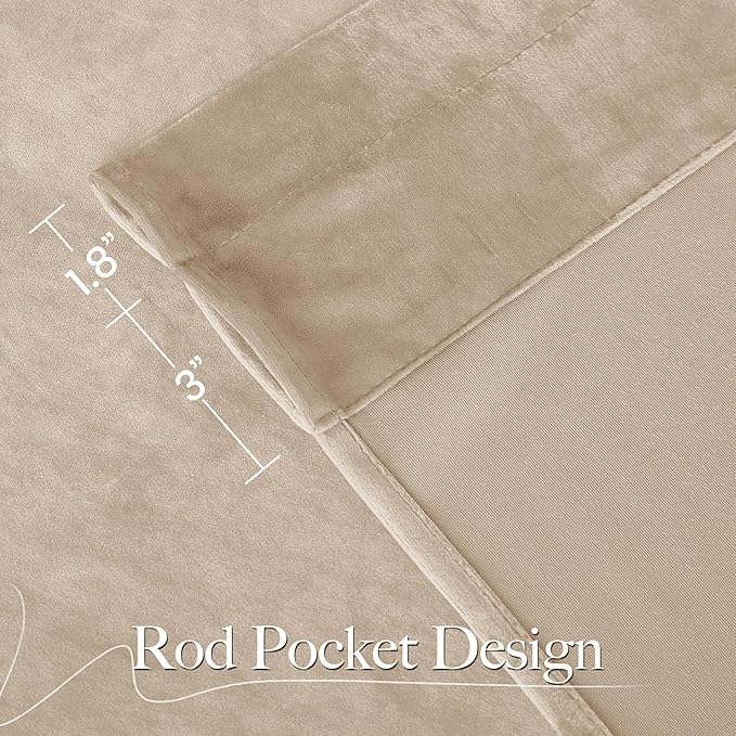 NICETOWN Beige Velvet Room Darkening Curtains, Home Decor Light Blocking - Image 7