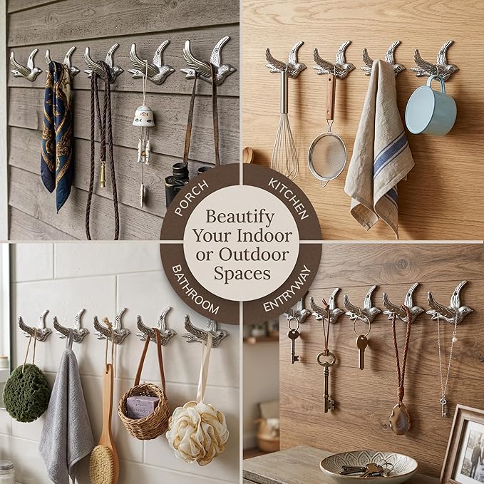Flying Bird Decorative Wall Hooks Cast Iron, Wall Mounted - Image 6