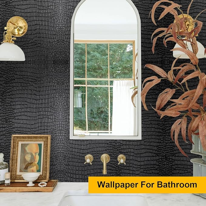 Fititem Black Peel and Stick Wallpaper 630inL 17.3inW Black Contact Paper - Image 3