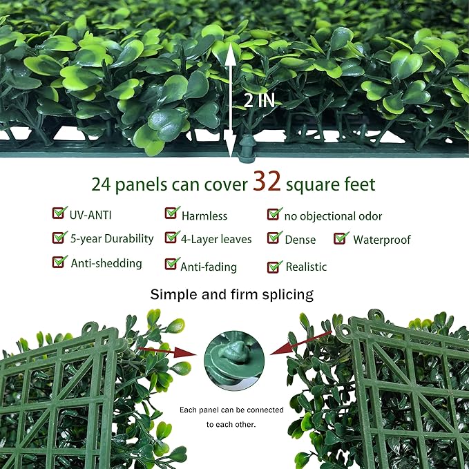 ODTORY Artificial Grass Wall Backdrop Panels, 16 X 12 in 24P UV-Anti Greenery - Image 3