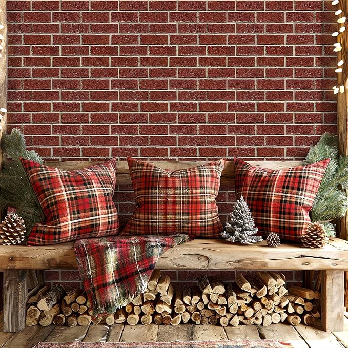COMSTICKC 3D Faux Red Brick Wall Panels Peel and Stick Wall Sticker, Small Size - Image 2