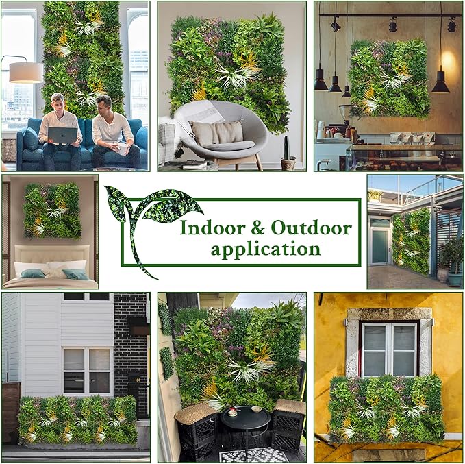 ODTORY Artificial Greenery Grass Wall Panels: 60'' x 120'' UV-Anti Faux - Image 6